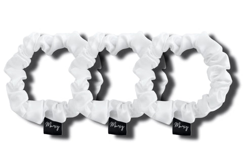 Ivory Silk Midi Scrunchies — Set of 3